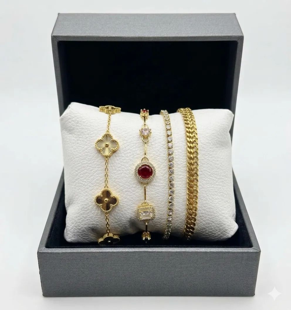 The Royal Ruby & Gold Quad Set