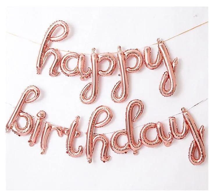 Happy Birthday Banner in Rose Gold