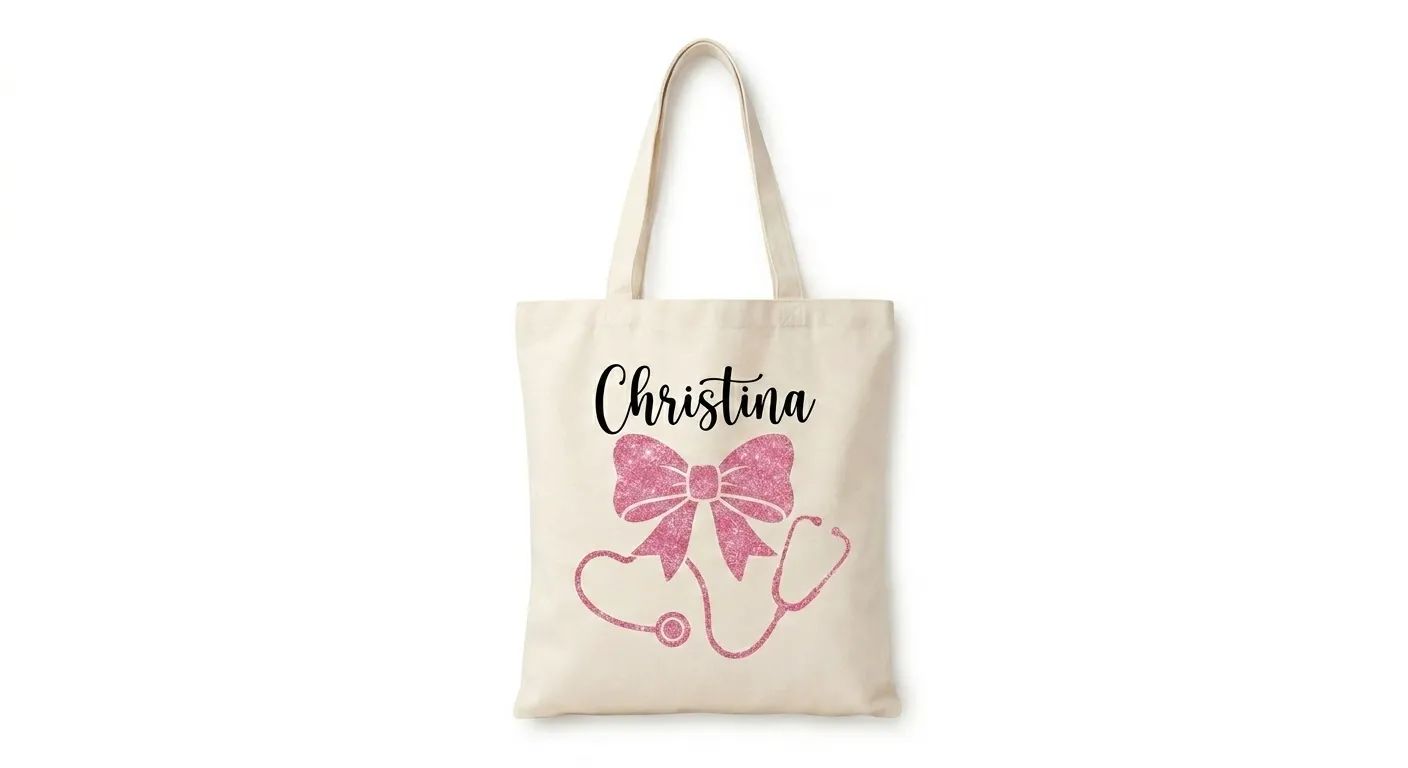 Customized Girly Stethoscope Tote Bag)
