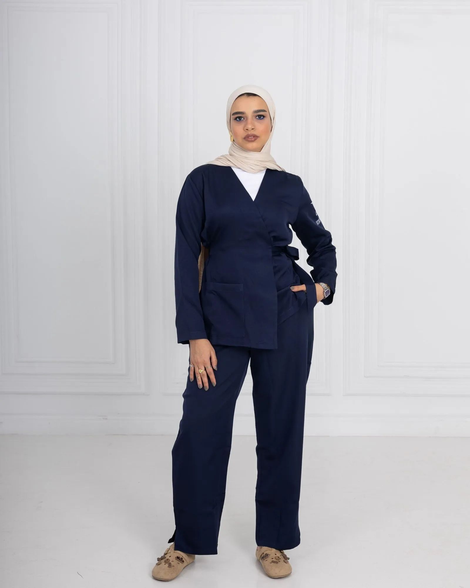 Navy Ribbon Scrub