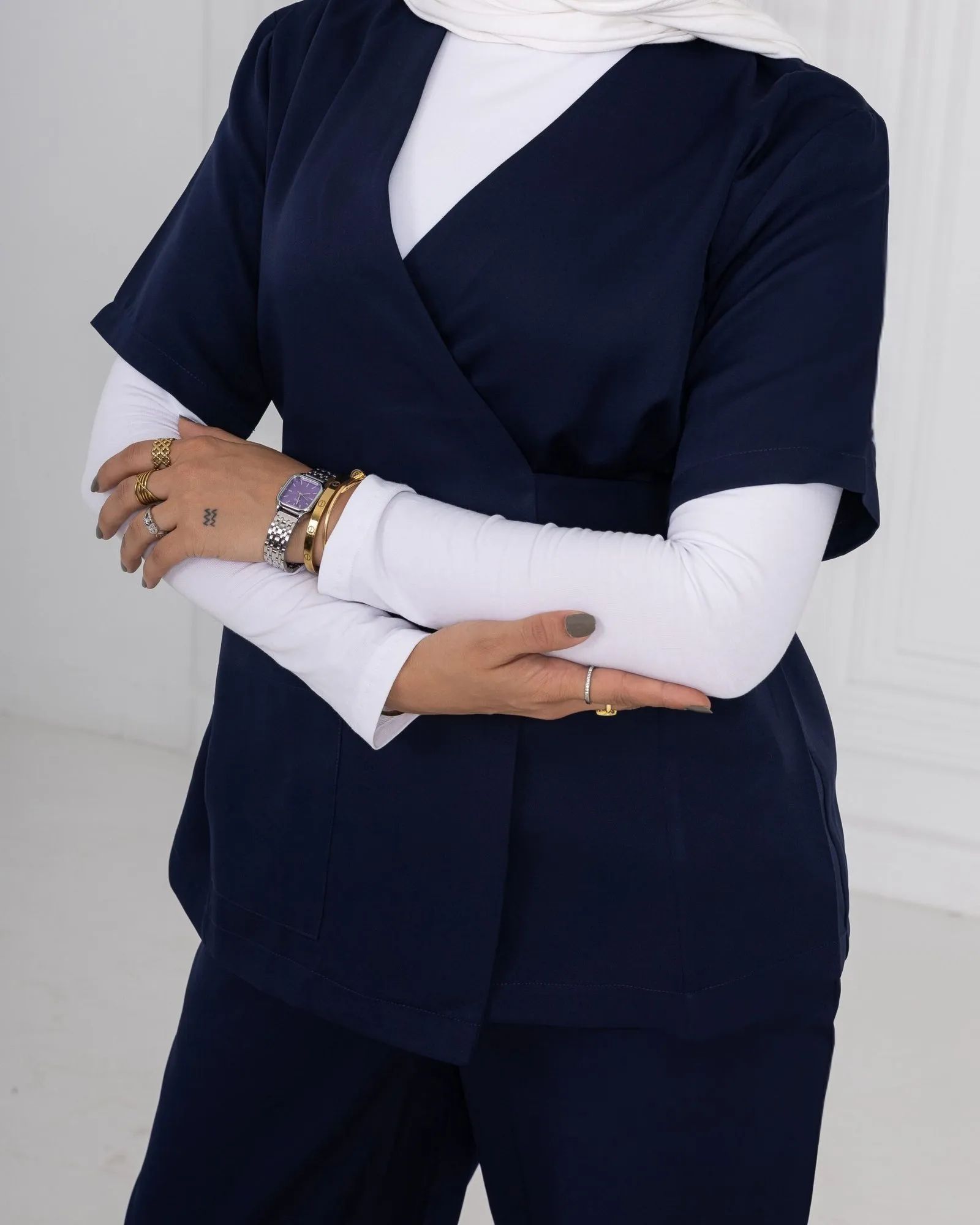 Navy Ribbon Scrub