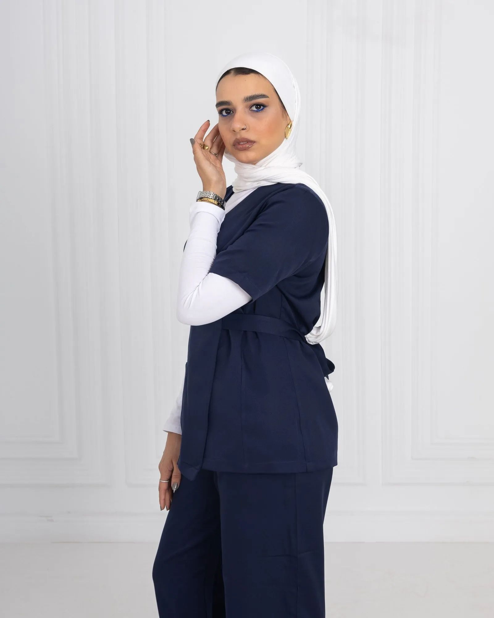 Navy Ribbon Scrub