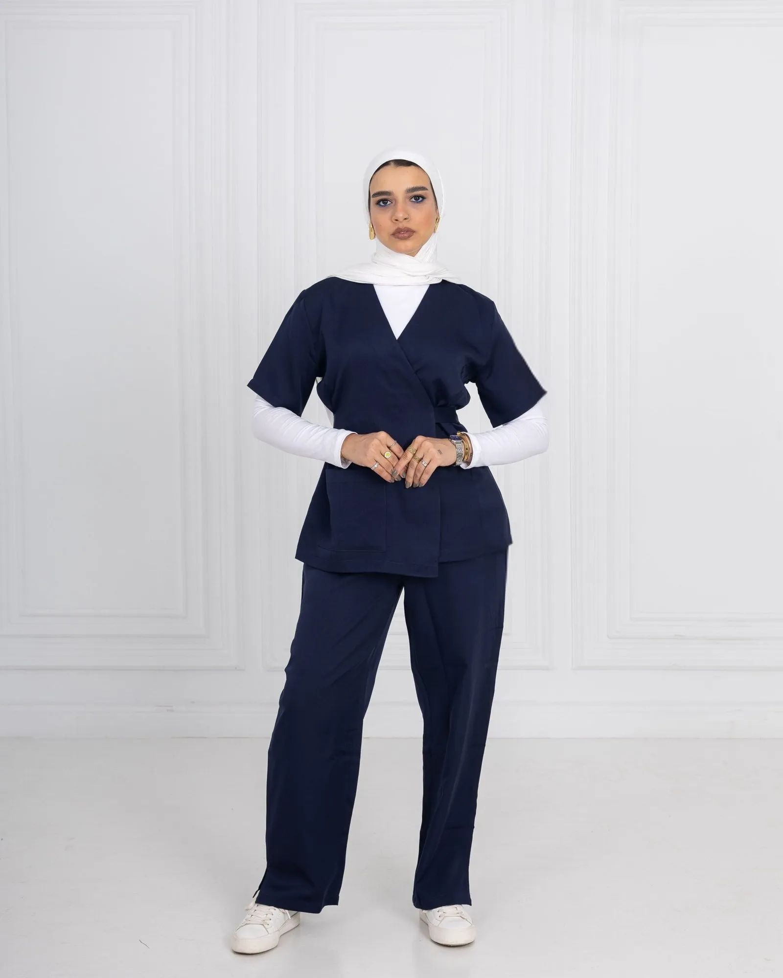 Navy Ribbon Scrub