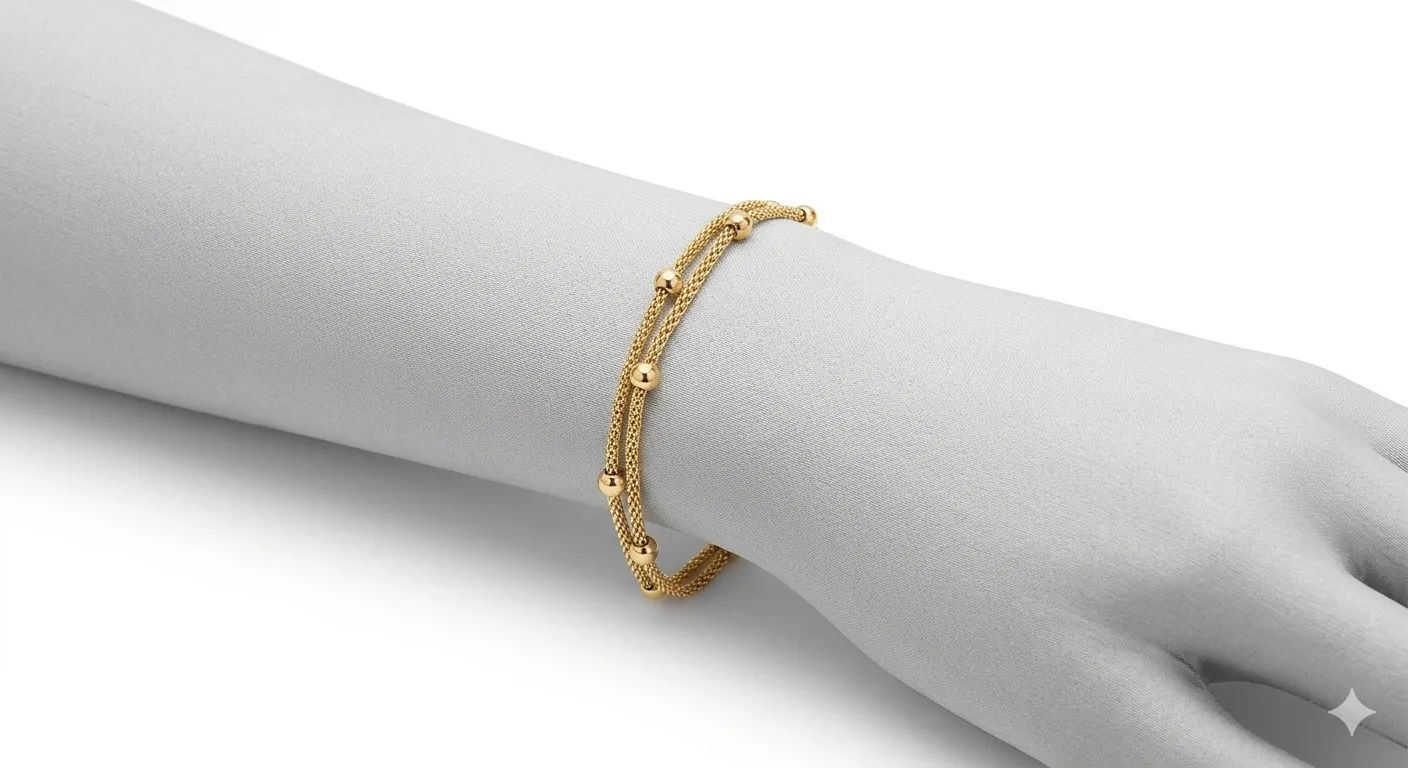 Double-Layer Gold Bead Bracelet