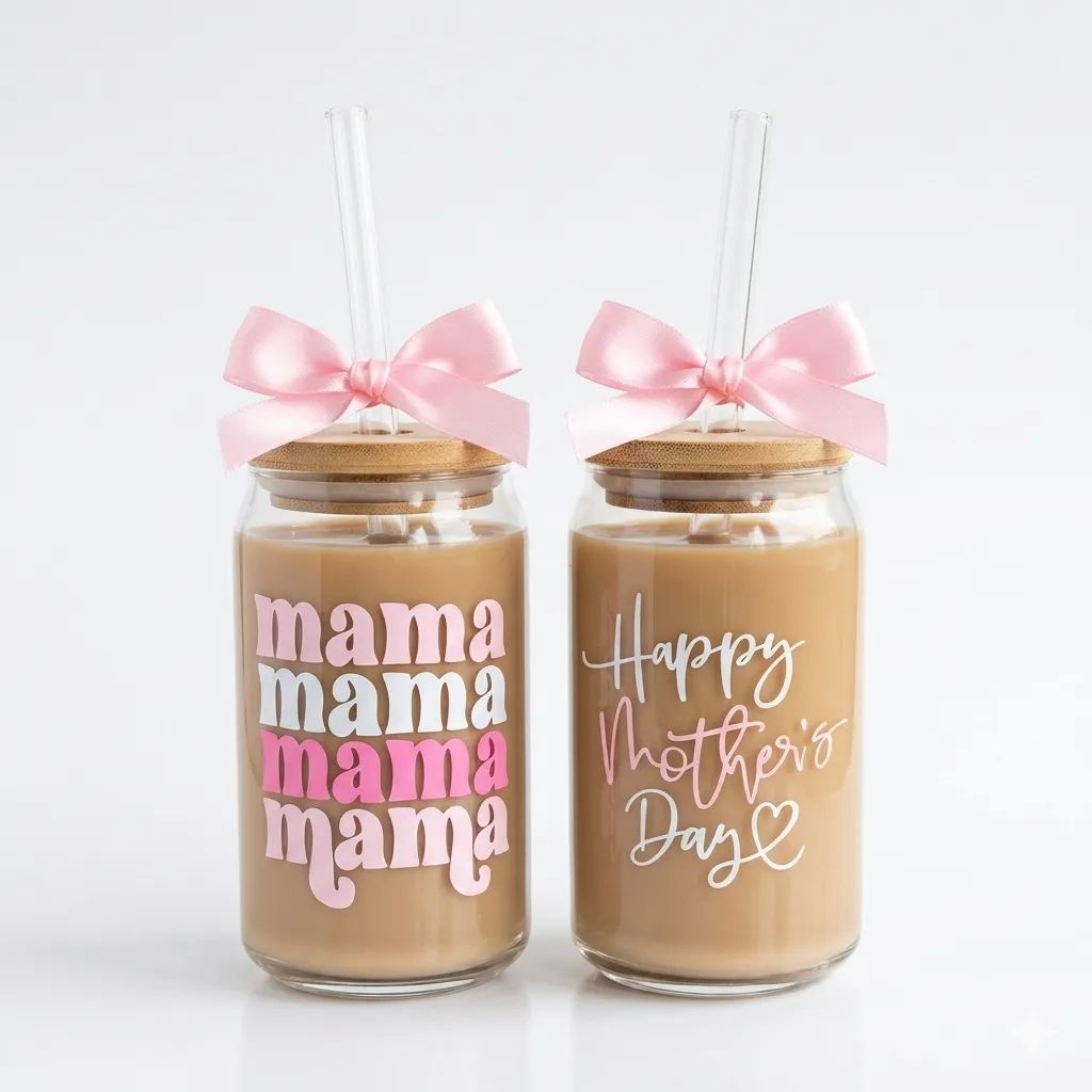 Customized "Mama" Glass Tumbler Set