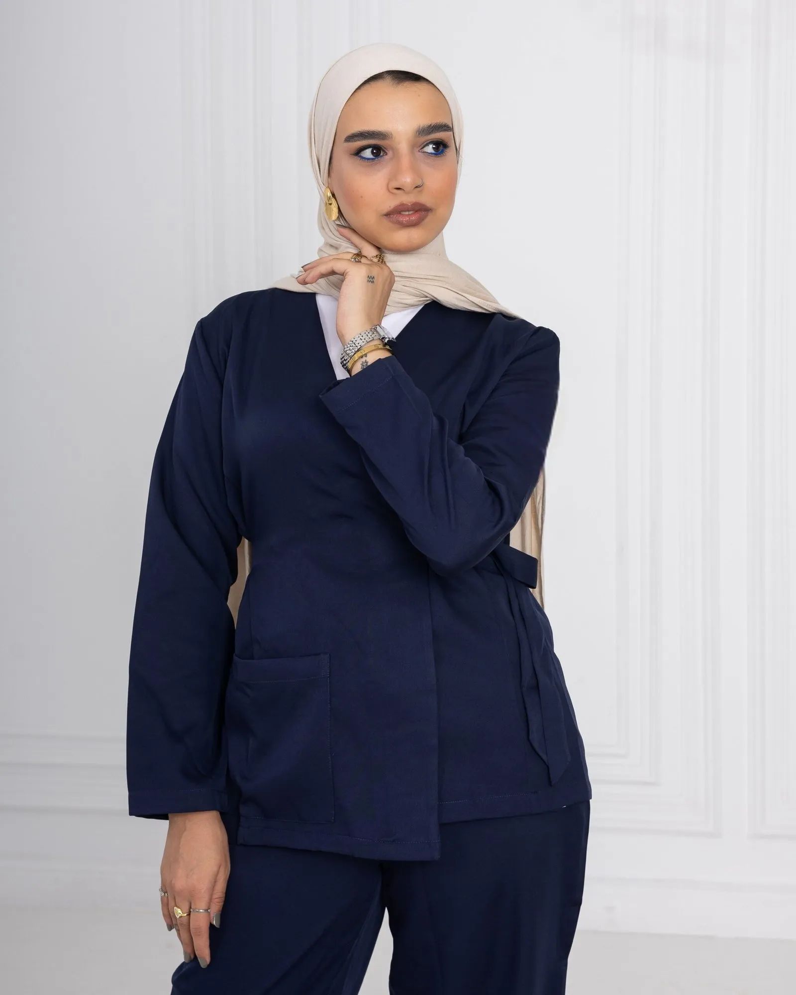 Navy Ribbon Scrub
