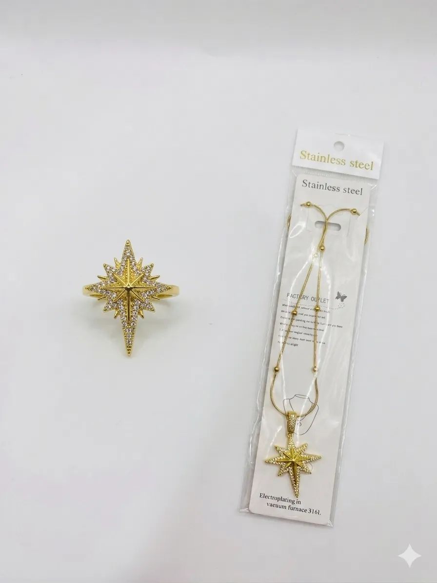 The North Star Stainless Steel Set (Ring & Necklace Collection)