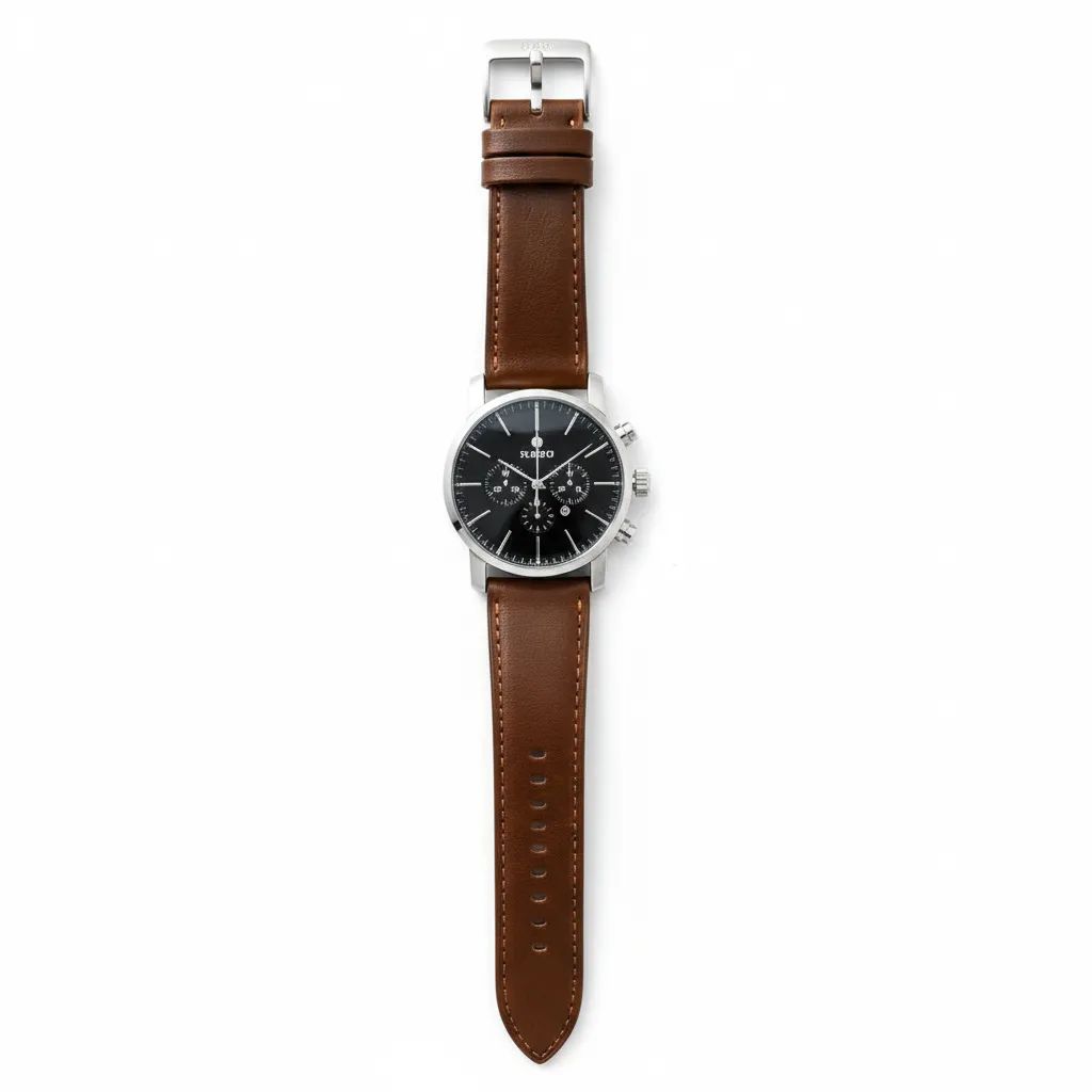 Classic Brown Leather Chronograph Men's Watch