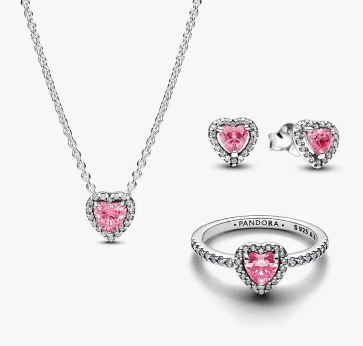 Authentic Pandora Sparkling Pink Heart Set