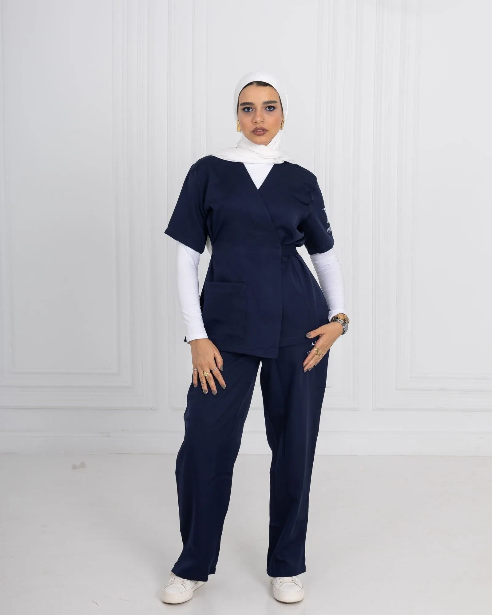 Navy Ribbon Scrub