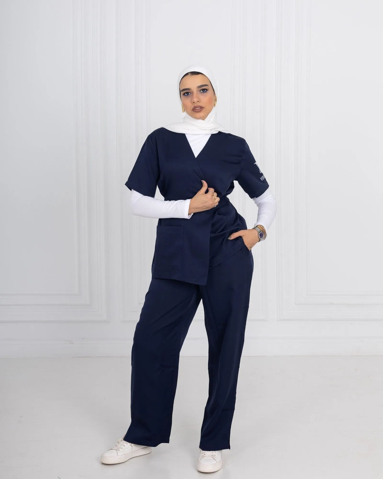 Navy Ribbon Scrub