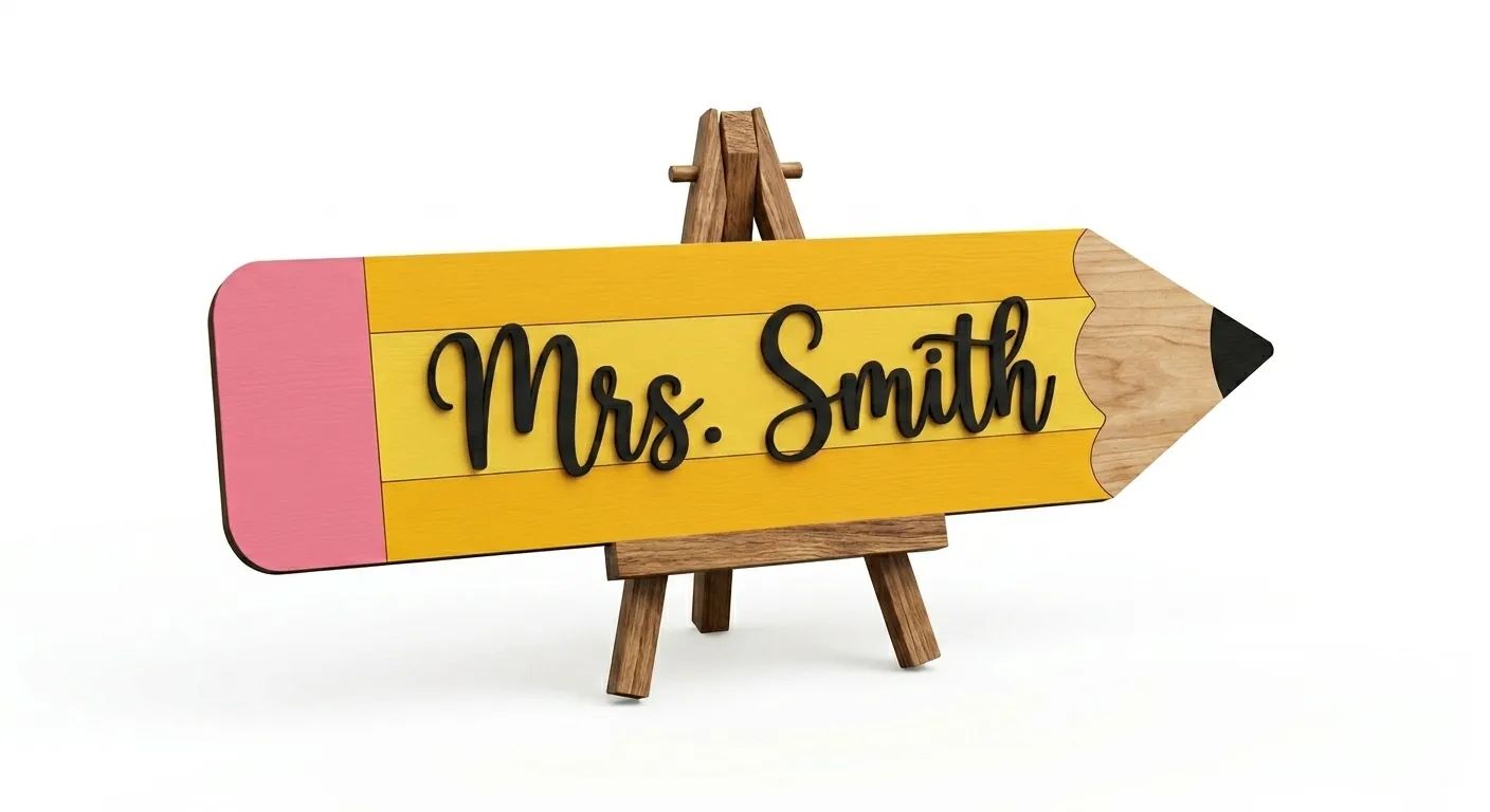 Customized "Teacher's Pencil" Desk Sign)