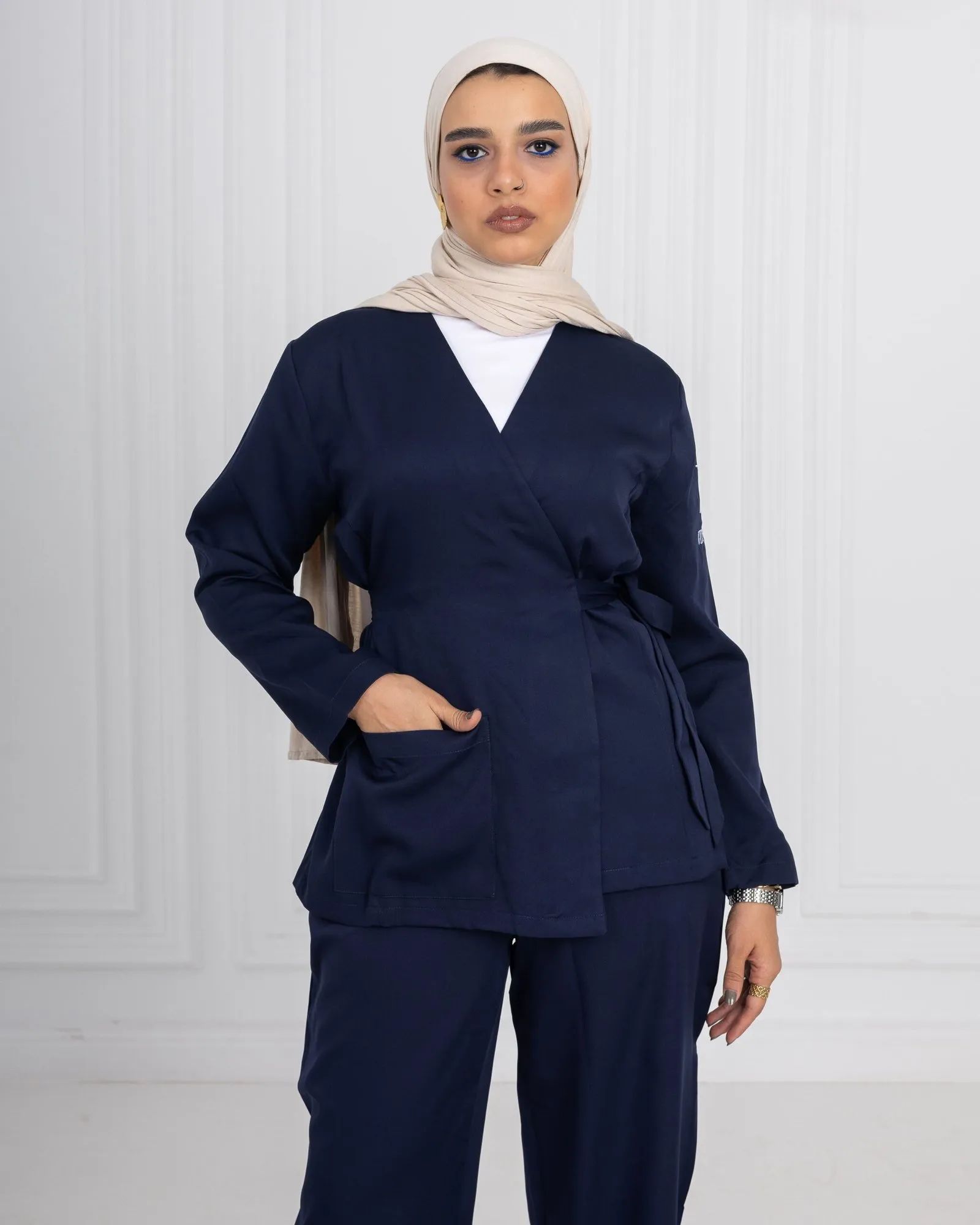 Navy Ribbon Scrub