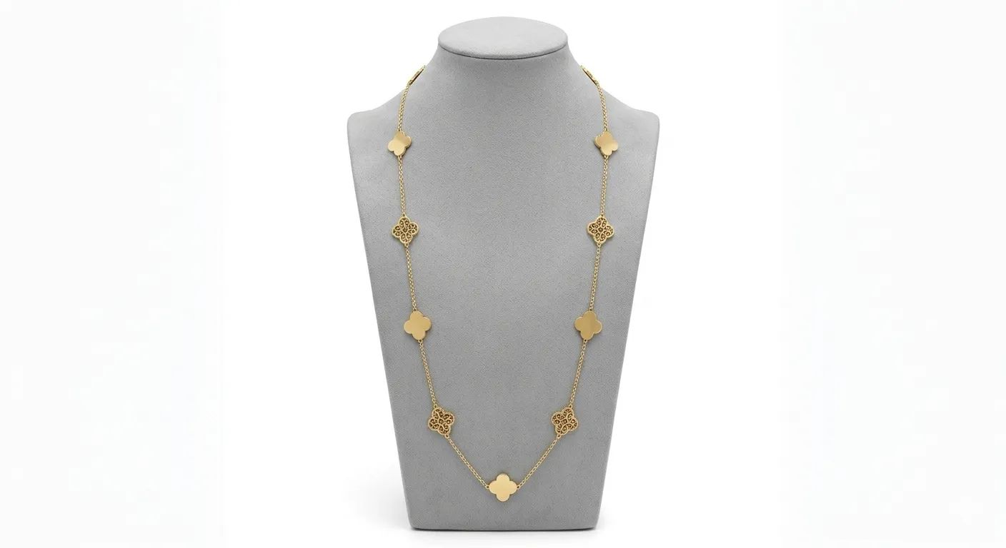 Royal Clover Long Gold Necklace
