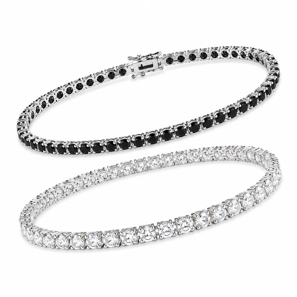 Duo Tennis Silver Bracelet Set