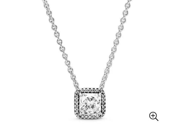 Authentic Pandora Sparkling Square Necklace