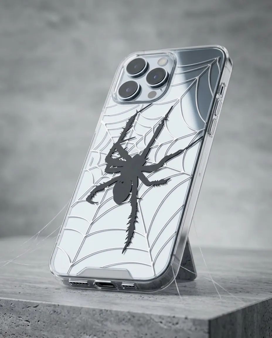 Silver Spider Web Mirror Case
