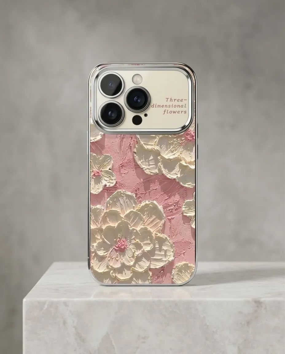 Sculpted Three-Dimensional Floral Relief Phone Case