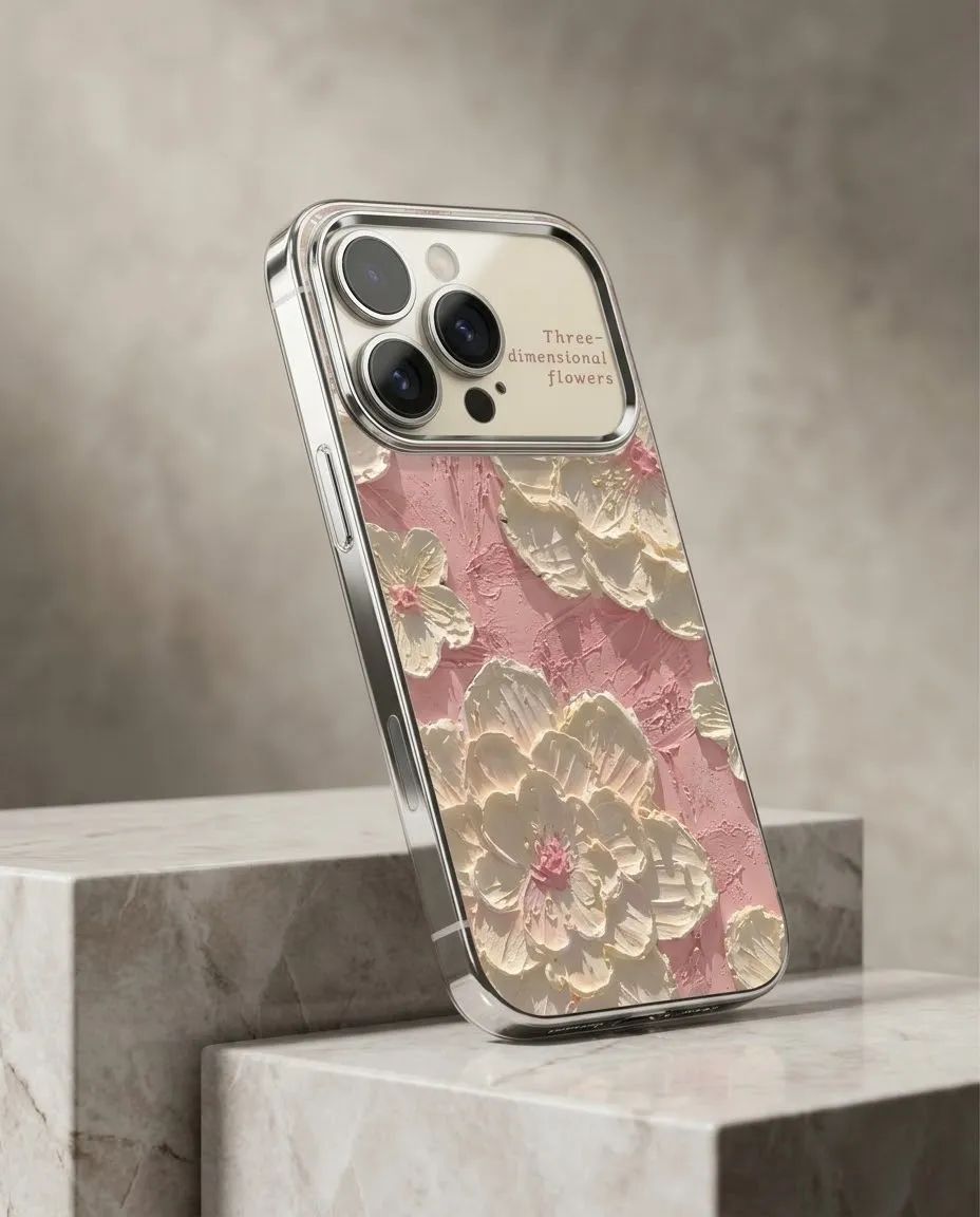 Sculpted Three-Dimensional Floral Relief Phone Case
