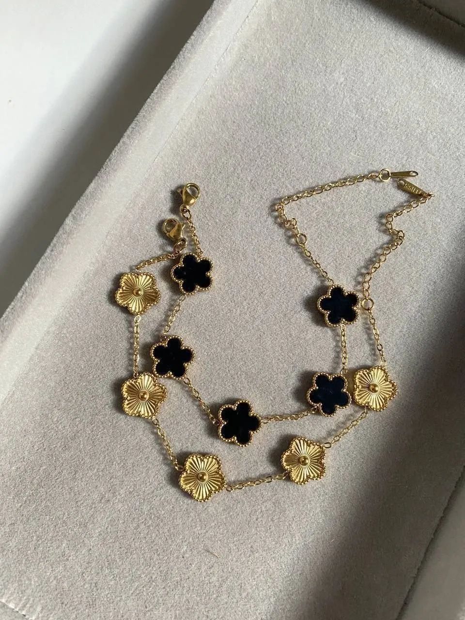Two-Tone Floral Zircon Bracelet